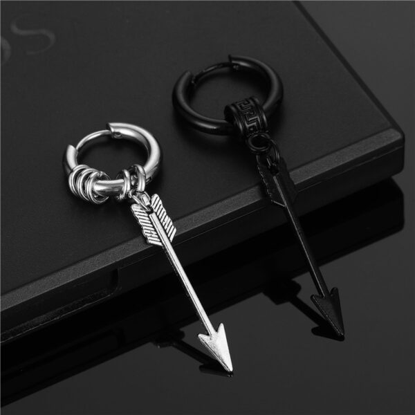 Stainless Steel Retro Hoop Earring with Arrow Charm