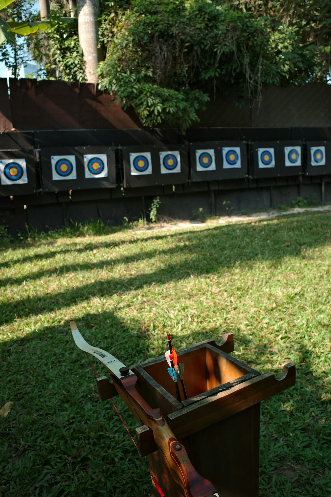 Archer drawing a bow and arrow at the Asia Cup archery competition in Bangkok Thailand