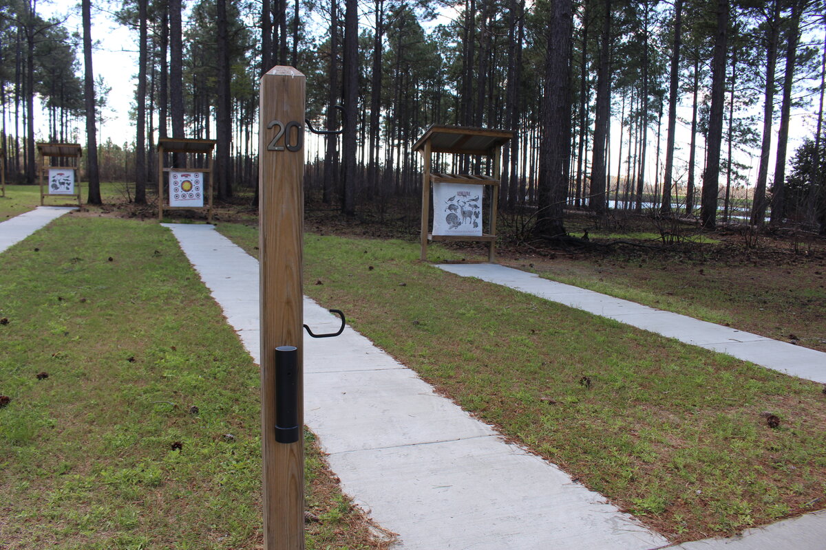 Large archery target at outdoor range