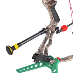 bow stabilizer mounted on compound bow for target archery