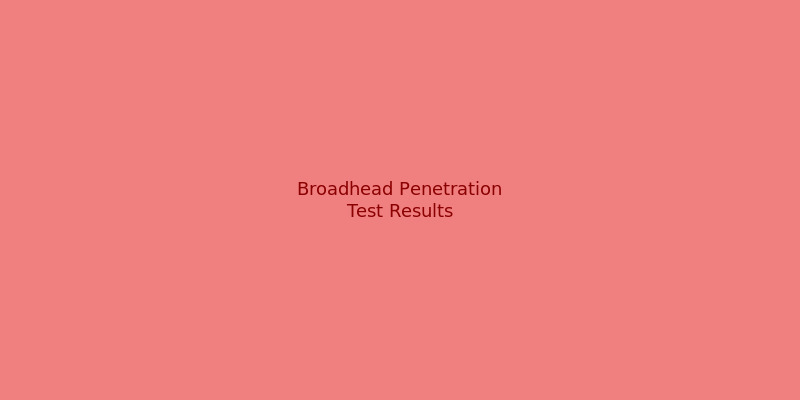 Broadhead penetration test results showing arrows embedded in ballistic gelatin at varying depths