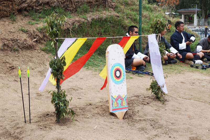 Traditional archery with fletched arrows in Bhutan
