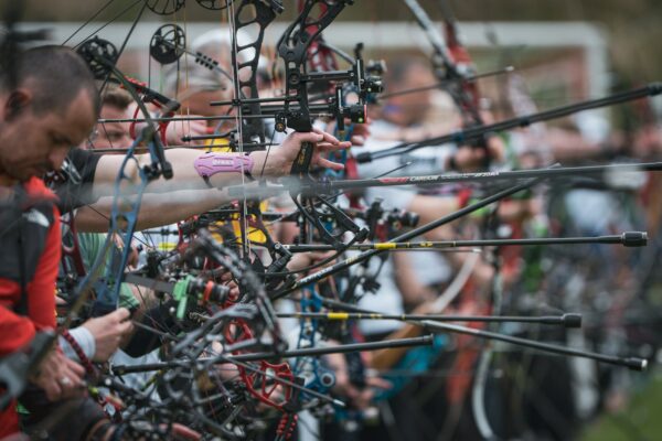 Archers aiming compound bows at 2026 Hyundai Archery World Cup tournament