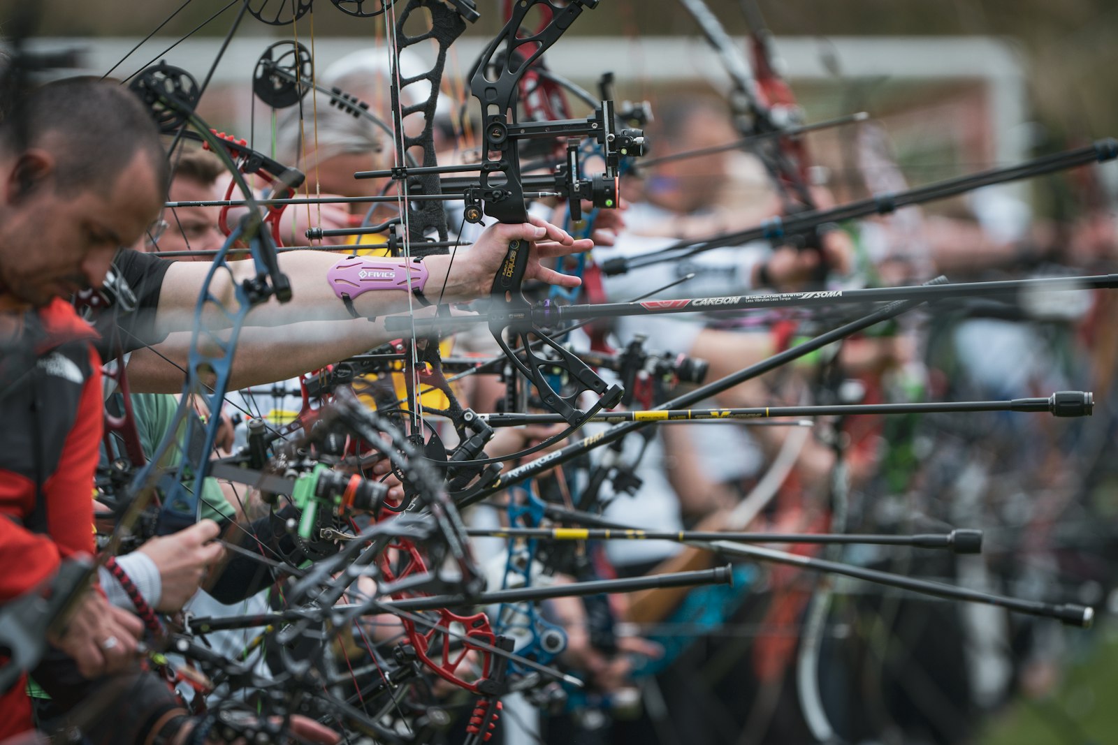 Compound bow archers aiming at Hyundai Archery World Cup Shanghai 2026 stage two