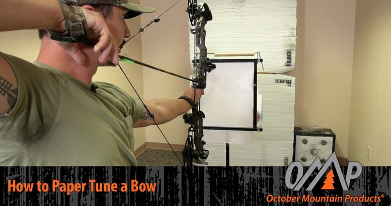 Paper tuning setup - compound bow shooting at paper station