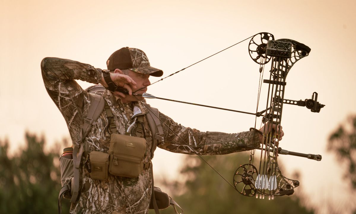 Paper tuning chart - archer at full draw with compound bow