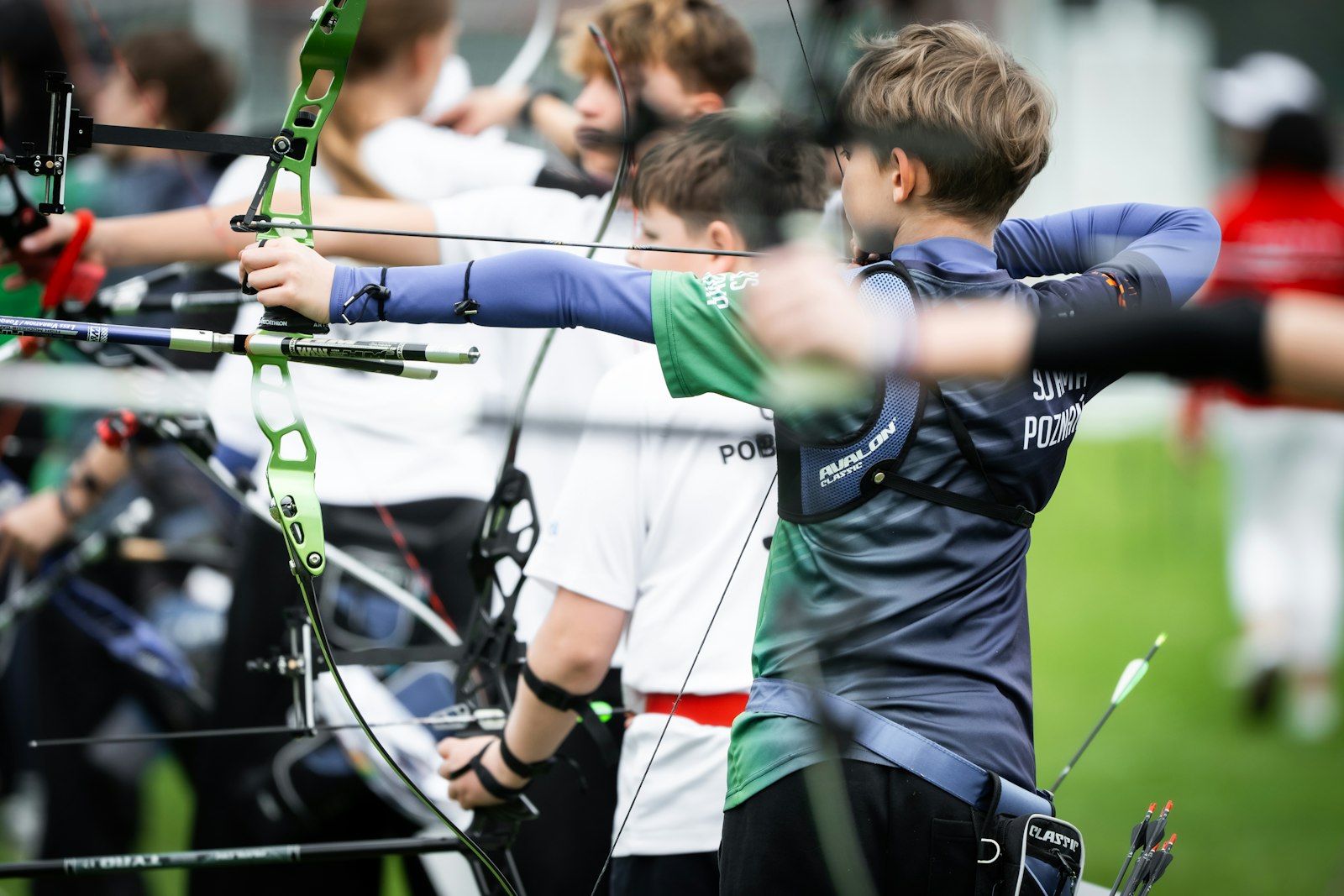 USA Archery youth competitors aiming bows at Easton Salt Lake Summit national tournament