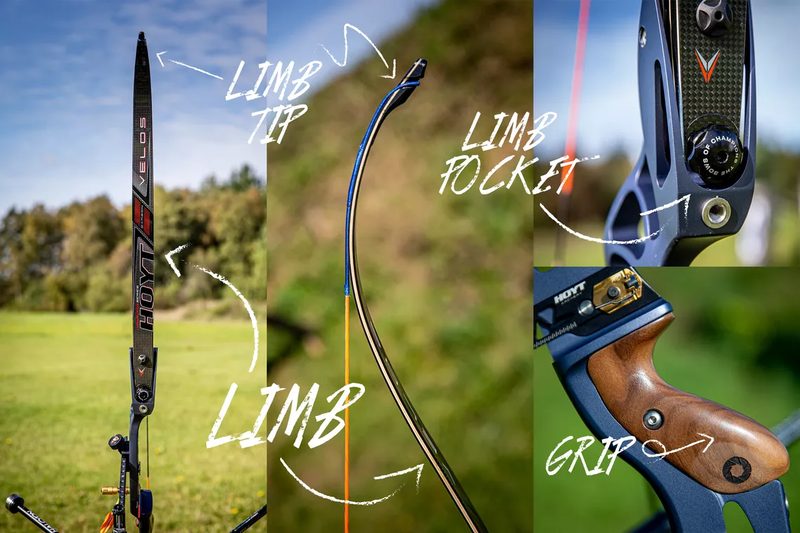 Recurve bow limbs that store energy and flex the arrow on release