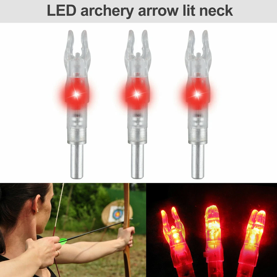 6/12Pc Automatic LED Shooting Archery Arrows Lighted Nocks 6.2mm Arrow Nock Tail - Image 3 of 4