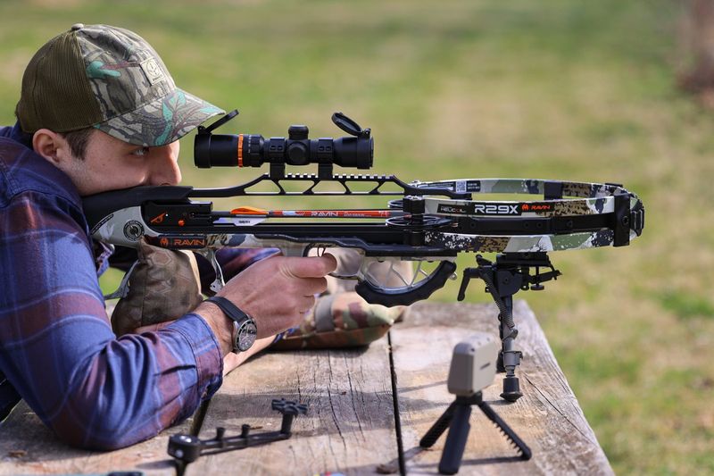 Ravin R29X crossbow being aimed showing crossbow vs compound bow practice differences