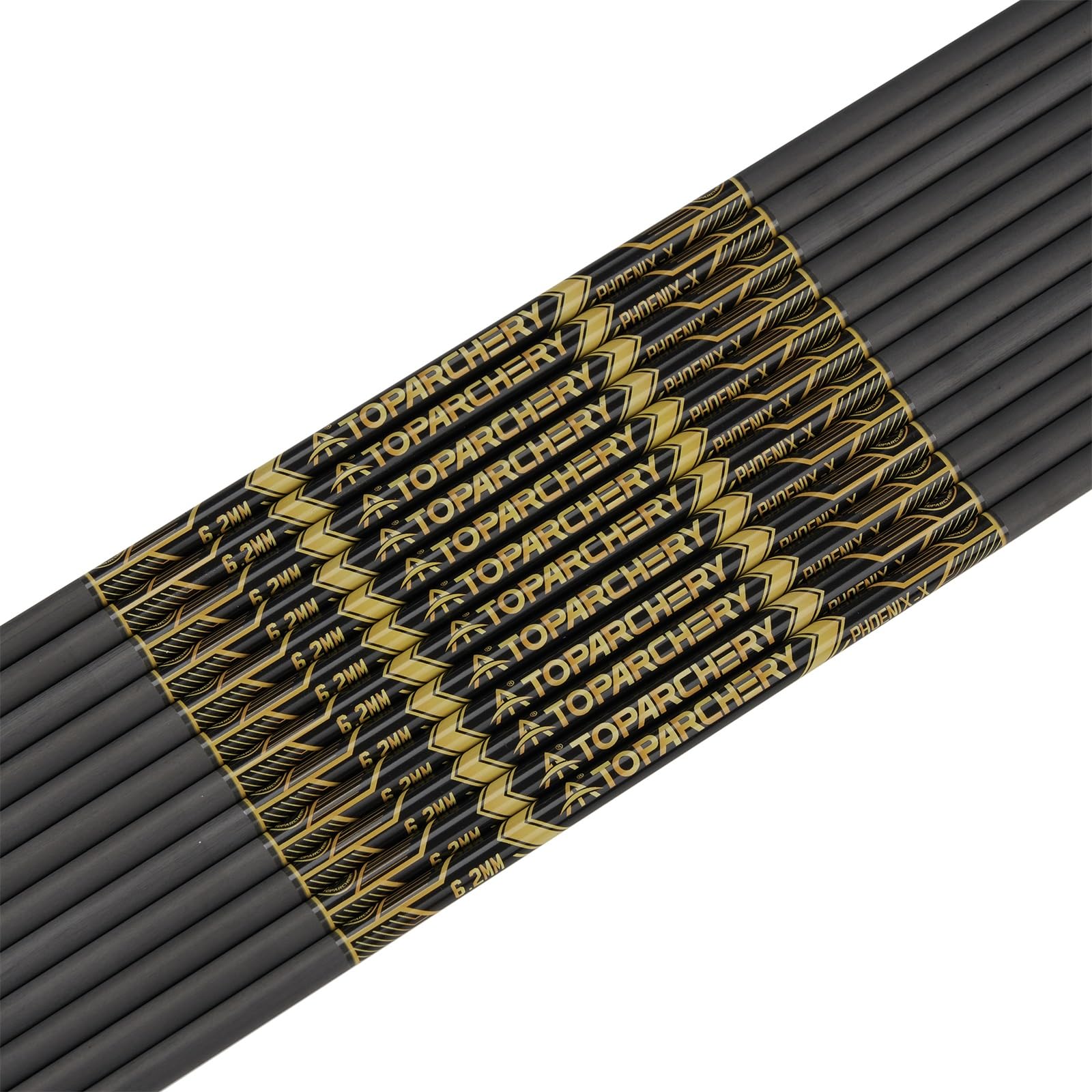 TOPARCHERY 12pcs Pure Carbon Arrow Shaft .244 for DIY 33 Inch 6.2 mm Straightness ± 0.003