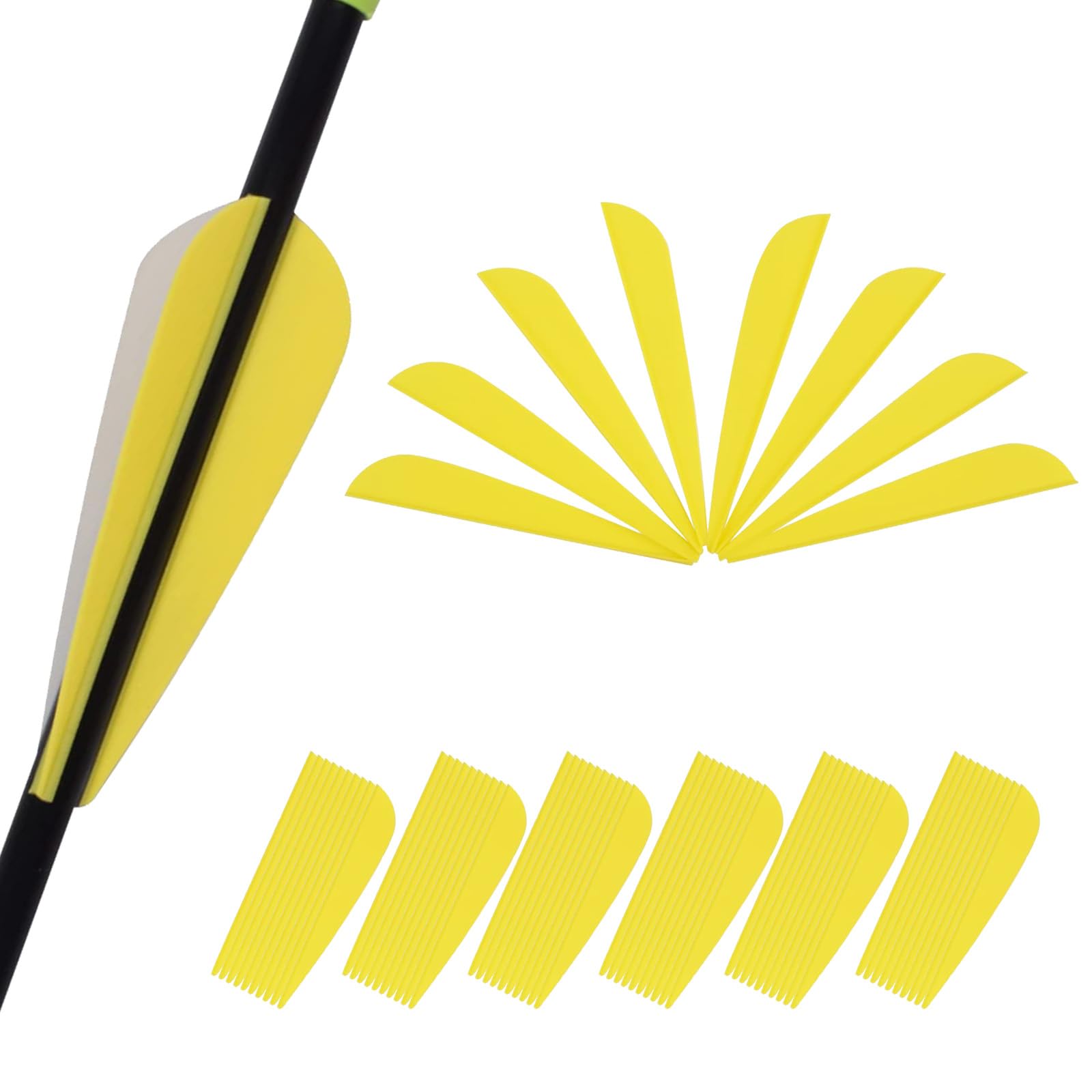 KURUGEILI 60PK 3 inch 4inch Plastic Arrow Fletching Arrow Vane TPU Fletchings for DIY Arrow Archery Bow