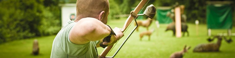 Instinctive 3D archery with a traditional bow on a field course