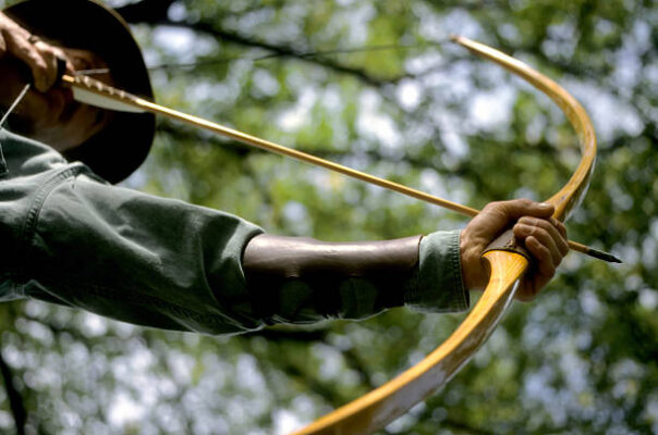 traditional longbow archer - bow arrow drawing stock pictures, royalty-free photos & images