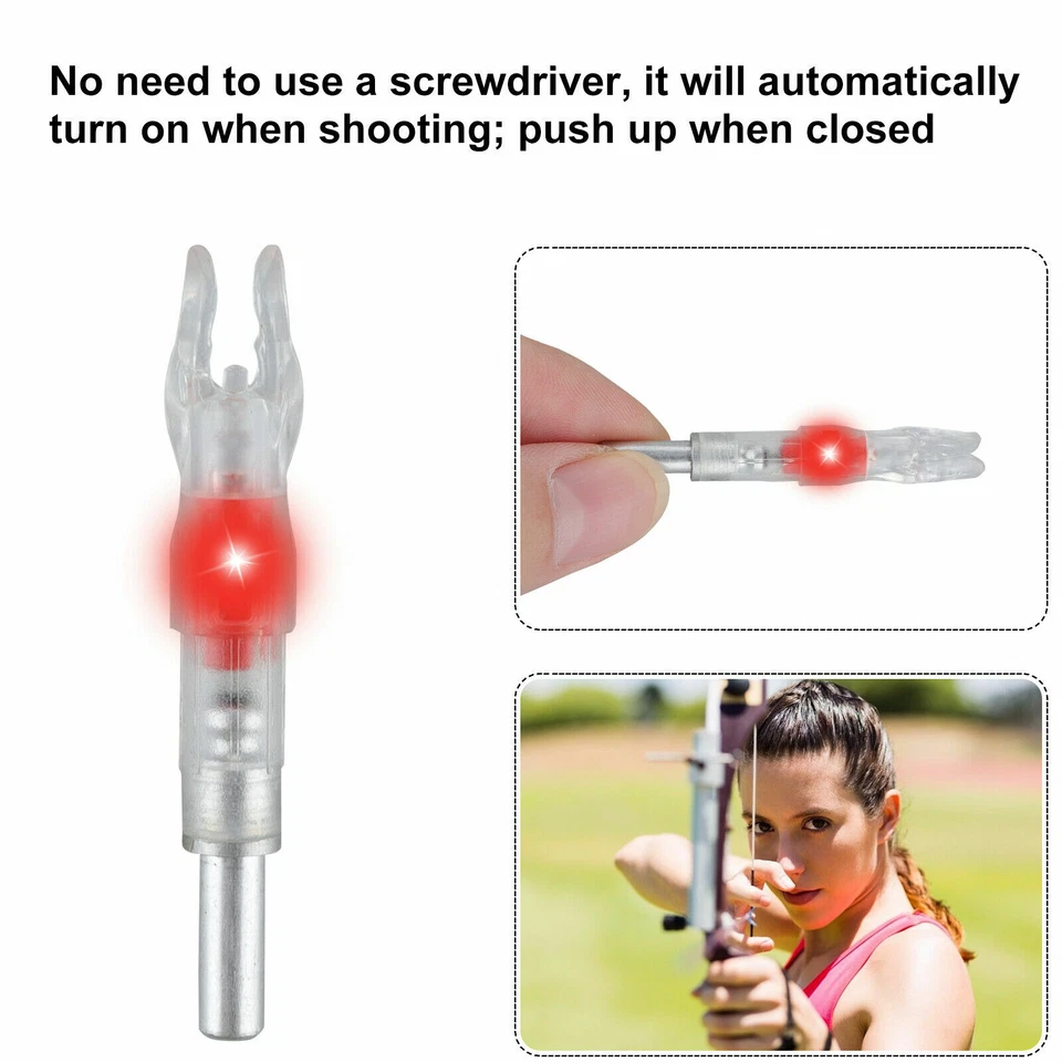 6/12Pc Automatic LED Shooting Archery Arrows Lighted Nocks 6.2mm Arrow Nock Tail - Image 4 of 4