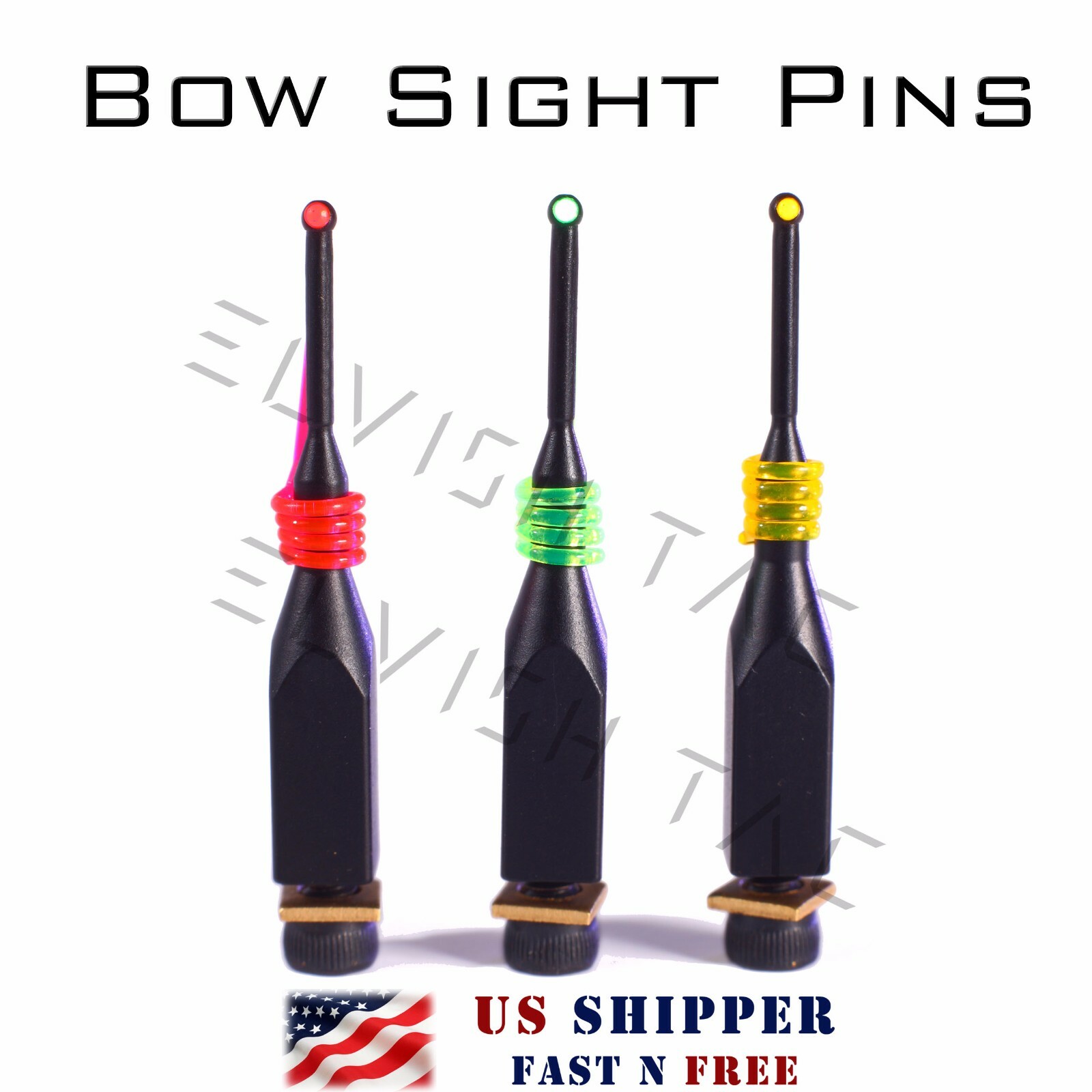 Bow Sight Replacement Pin 3 Pins  0.029” Fiber  CNC Brass 3/16”Slotted US Seller