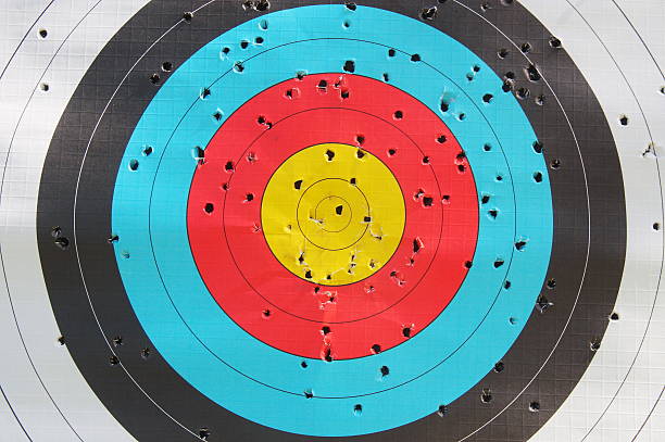 Used archery target closeup Used archery target closeup closeup of an archery bow stock pictures, royalty-free photos & image