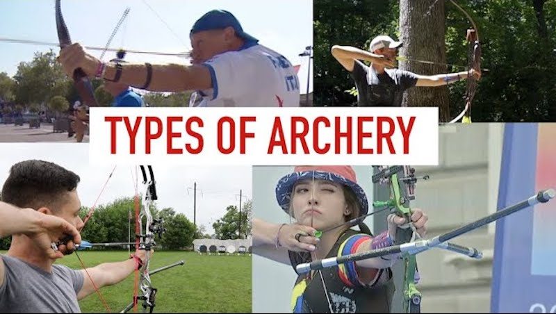 Types of archery showing recurve and compound bow shooters