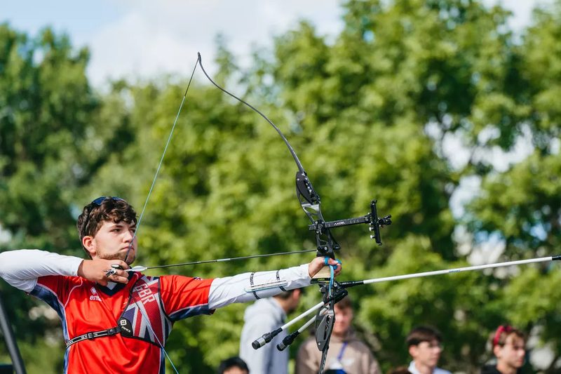 Alex Sillitoe Price of Great Britain competing in recurve at the 2026 European Youth Archery Championships Rome