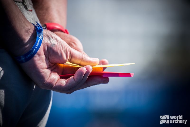 archery arrow preparation close up before home practice session