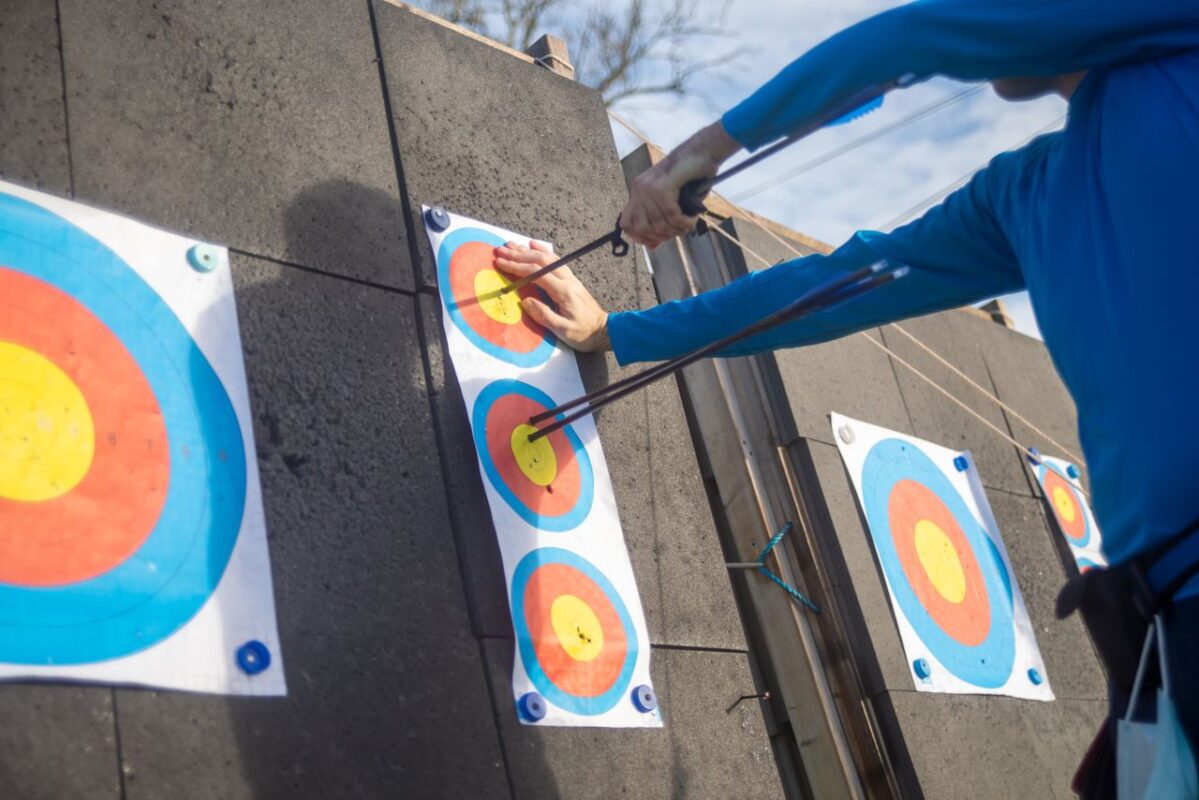 Archery arrows in target Olympic style