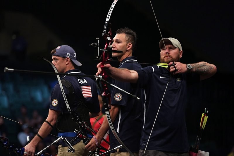 Recurve archers at full draw reaching a consistent anchor point