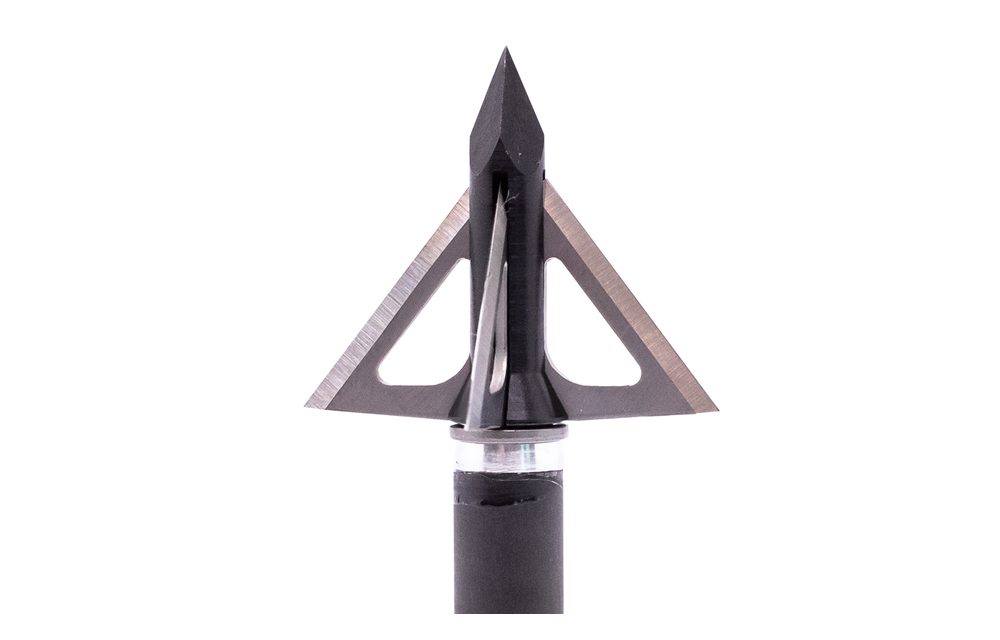 100 grain fixed-blade broadhead mounted on a carbon hunting arrow ready for the field