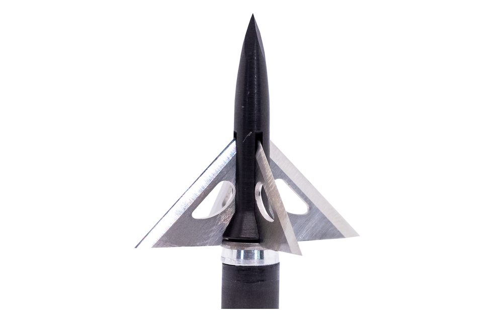 125 grain fixed-blade broadhead threaded onto an arrow shaft for heavy game penetration