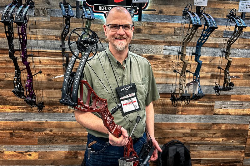 Bowtech Alliance compound bow 2026 ATA Best New Bow winner shown in Red Dirt finish at ATA show