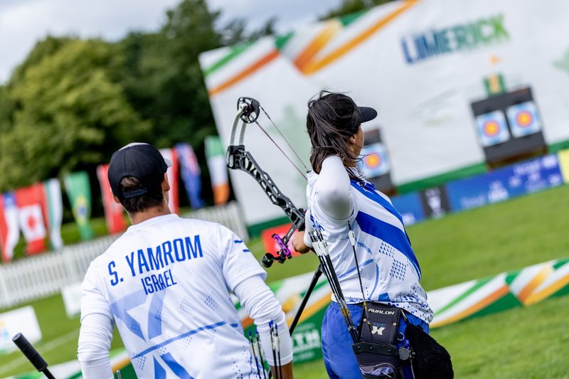 Compound archers competing at a World Archery World Cup event