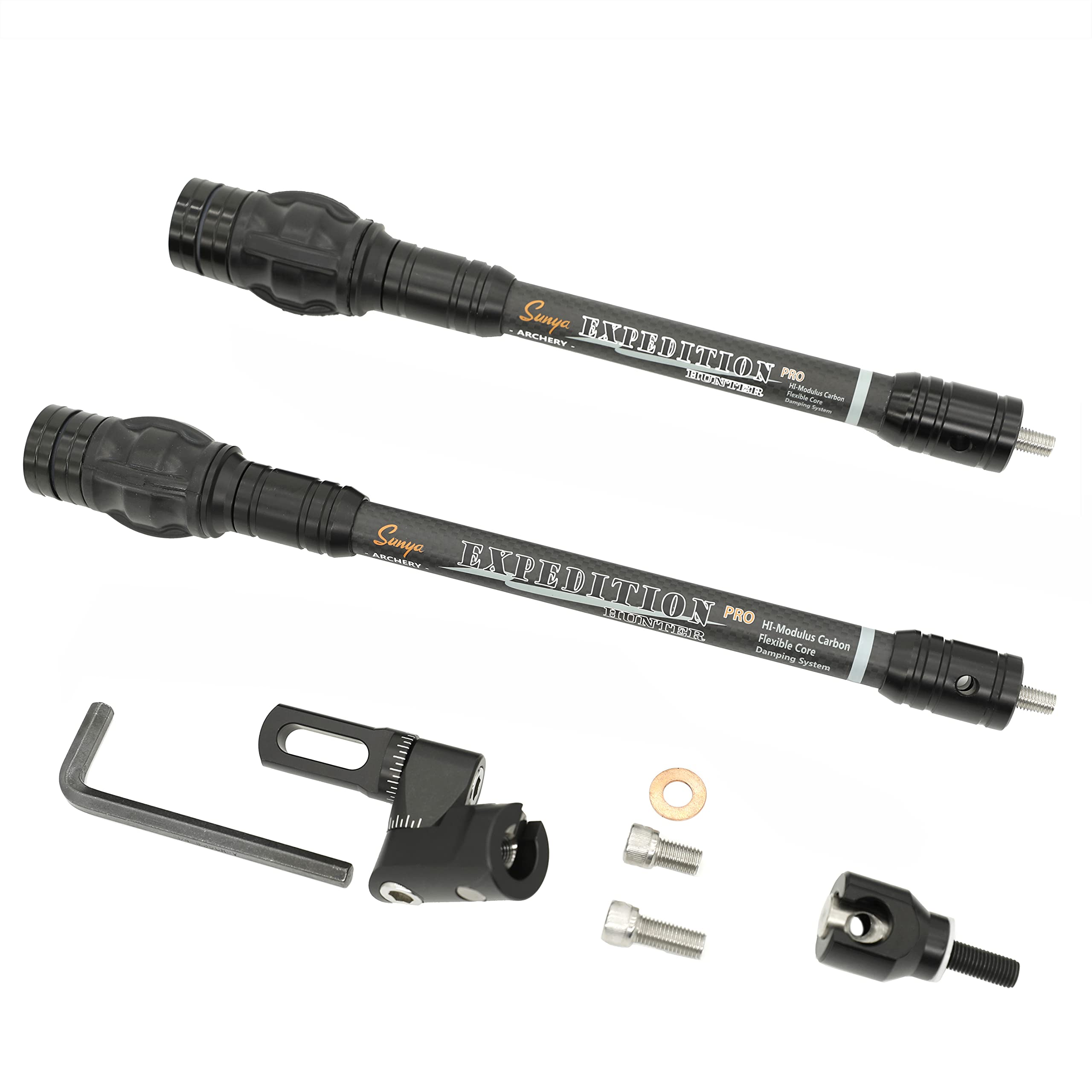 SUNYA Archery Bow Stabilizer for Compound Bow, Carbon Fiber Body Flexible Core, Damping System and Weights Kit, 8