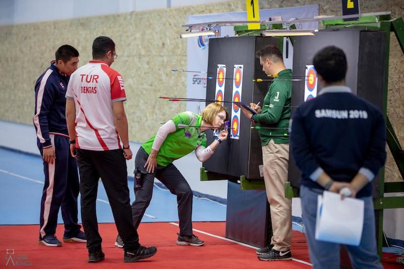 Indoor archery range foam target butts with scoring faces