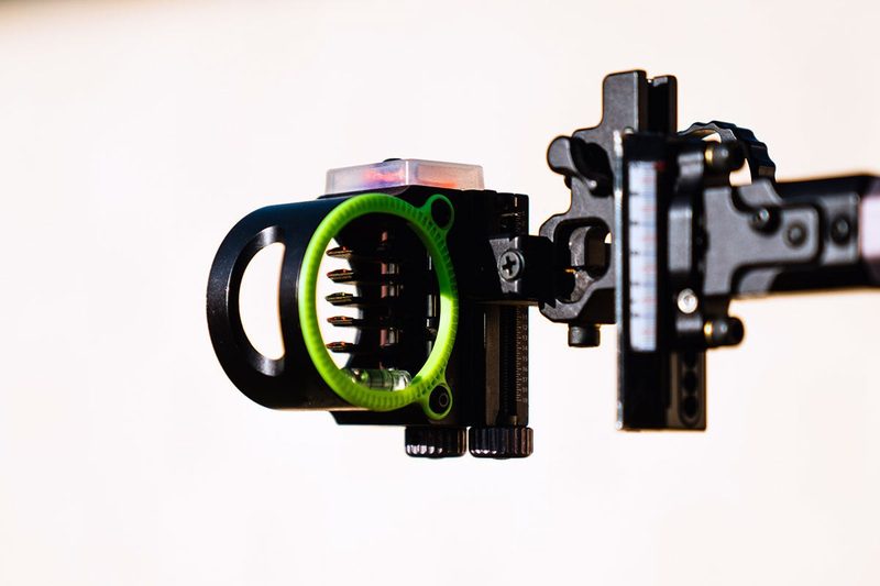 Multi-pin bow sight used to manage a heavier hunting arrow weight and trajectory
