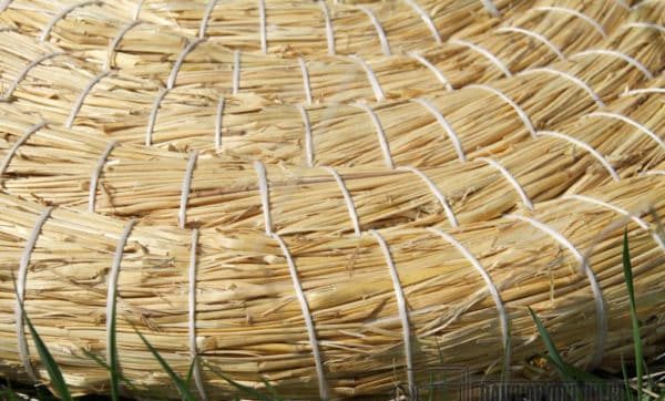Close-up of straw target weave showing tight construction and durability