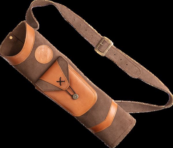 Traditional leather back quiver with adjustable shoulder strap