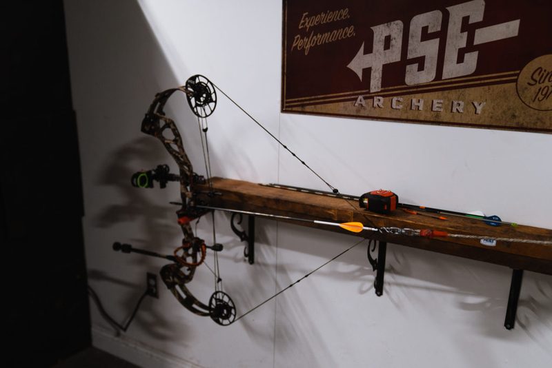 Tuned compound bow and matched arrows ready after bare shaft tuning