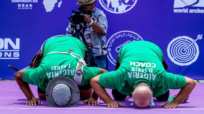 Algeria archers celebrate at the 2026 African Archery Championships in Oran