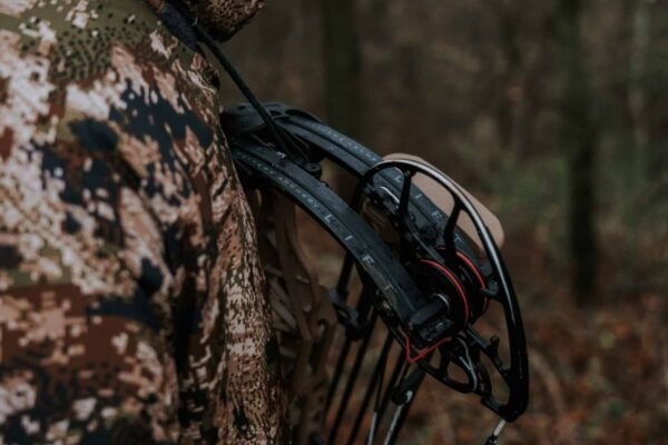 Bow Wrist Sling Mounted on Compound Bow — In Use