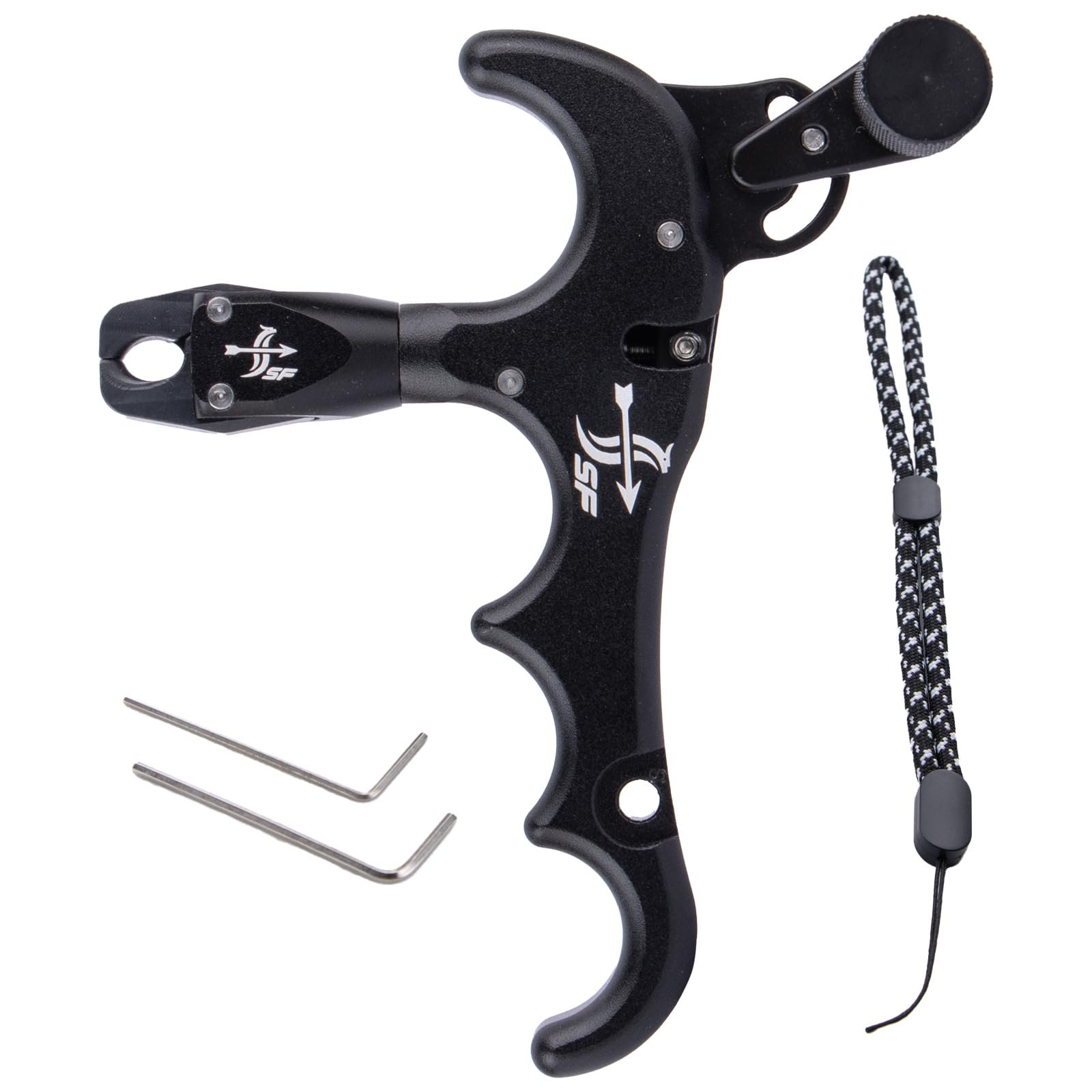GQT Bow Release for Compound Bow, 4-Finger Archery Release Trigger, 360° Rotatable Thumb Release Aid