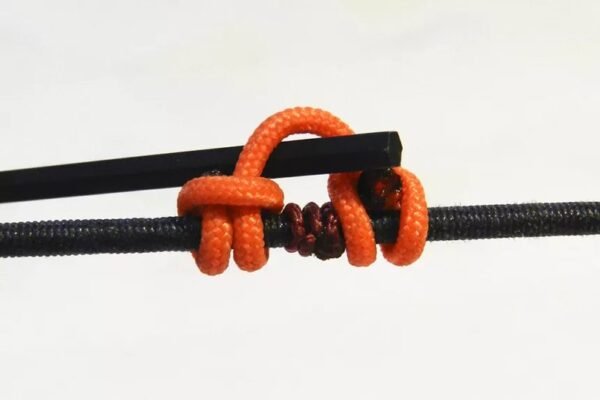 Completed D-loop fully installed on compound bow string